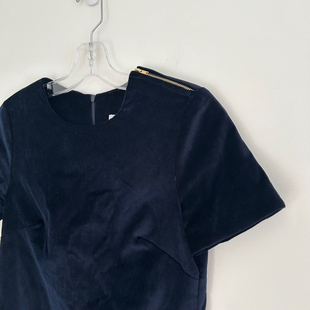 BEC + BRIDGE Velvet Mini Dress Navy Blue Size 2 Short Sleeve - Picture 5 of 11
